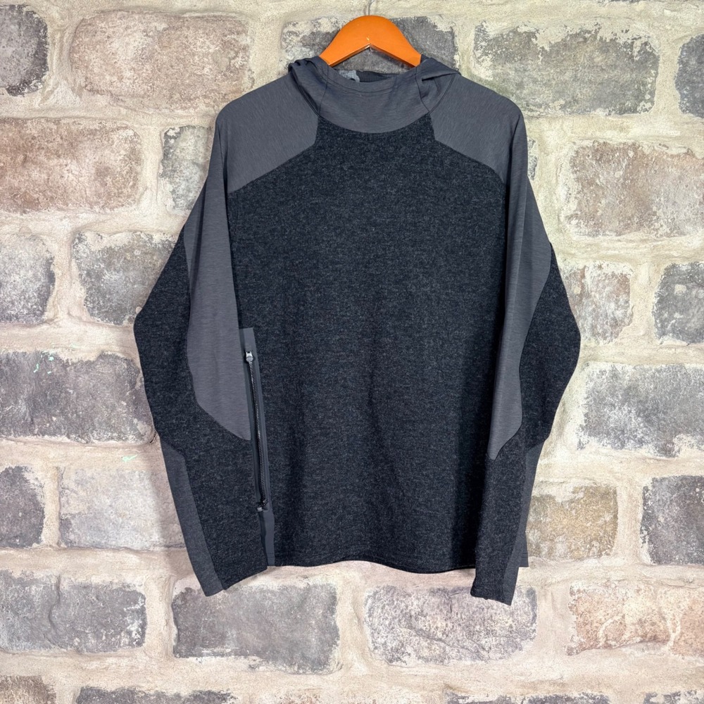 Greyson Mens Sequoia Luxe Wool Blend Camo Lined Hoodie Charcoal Gray Large
